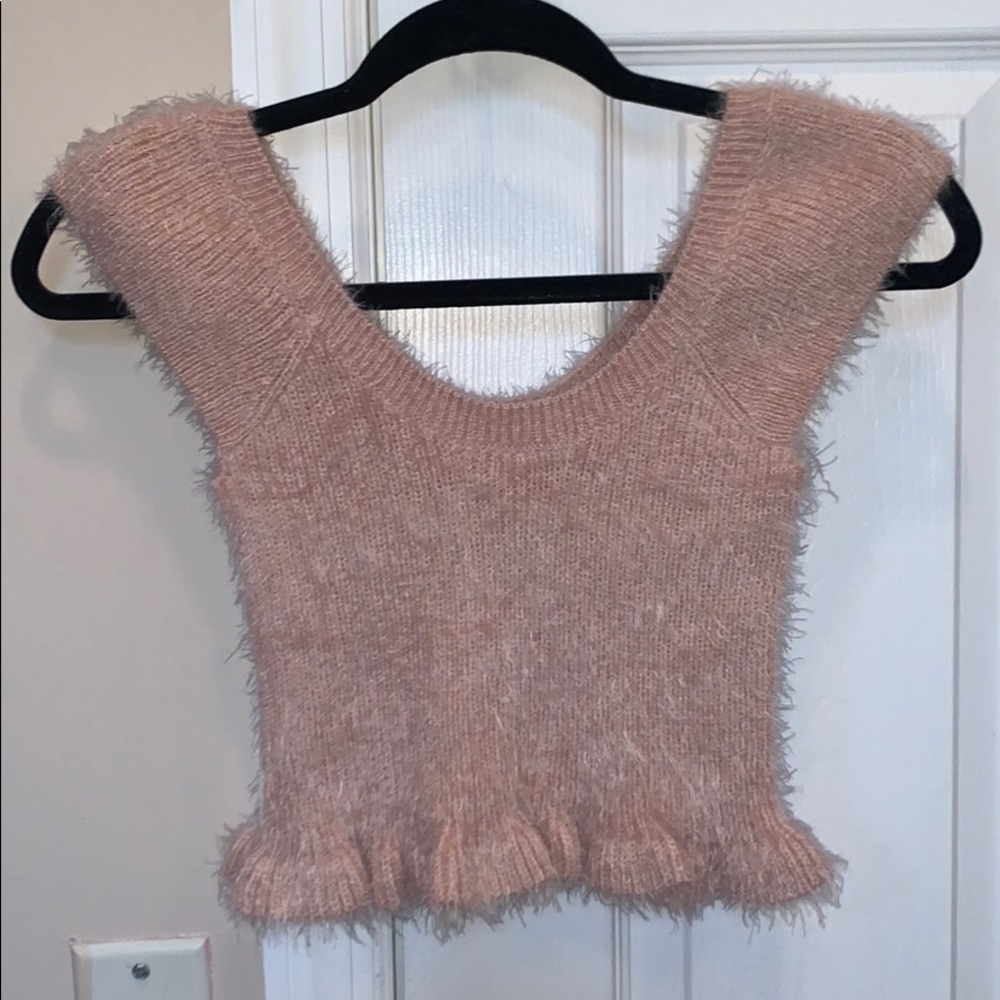 Pink fuzzy top